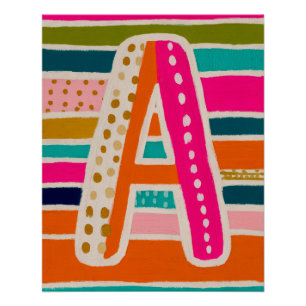 Helle Dopamin-Dekor-Monogramm-Buchstabe A Poster