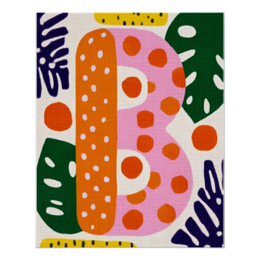 Helle Dopamin-Dekor-Monogramm-Buchstabe B Poster (Vorderseite)