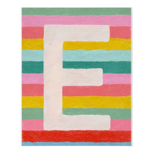 Helle Dopamin-Dekor-Monogramm-Letter E-Poster Poster (Vorderseite)