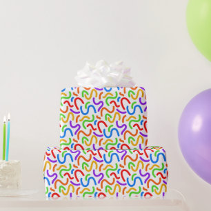 Helle Dopamin Rainbow Squiggles Moderne Abstrakte Geschenkpapier
