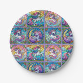 Helle Einhorn-Party-Teller - Set 2 Pappteller (Vorderseite)