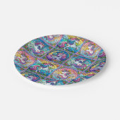 Helle Einhorn-Party-Teller - Set 2 Pappteller (Schrägansicht)