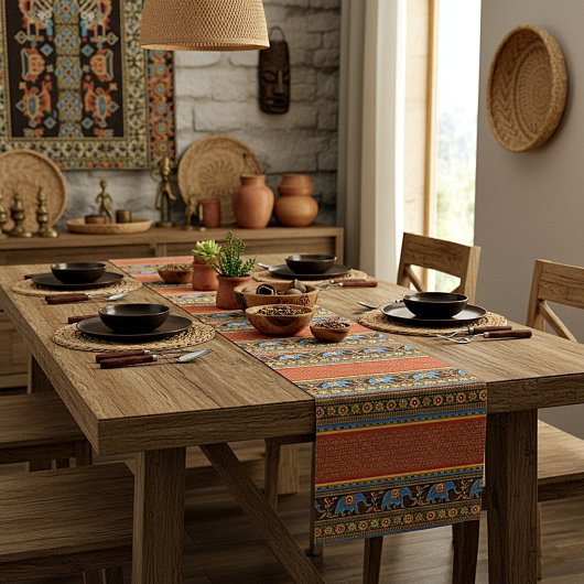 Helle Elefanten Kurzer Tischläufer