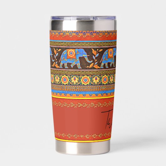 Helle Elefanten personalisiert Thermobecher (Vorderseite)