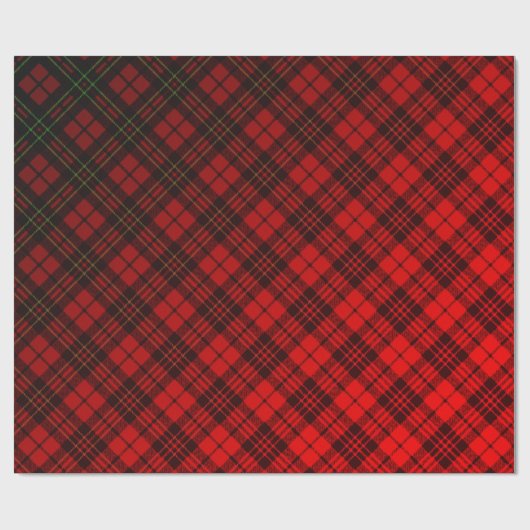 Helle Elegant Red Christmas Tartan Geschenkpapier (Flach)