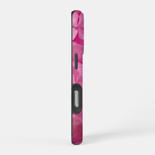 Helle, elegante, rosa blühende Hydrangea-Blume iPhone Hülle (Rechte Seite)