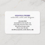 Helle Elegantin Wasserfarbenprächtige Künstlerin Visitenkarte (Rückseite)