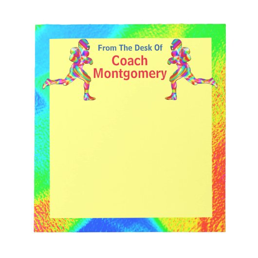 Helle energetische Fußball Thema für den Trainer Notizblock (Vorderseite)