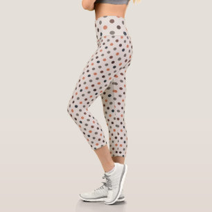 Helle Erdtöne Wald Polka-Punkte-Design Capri Leggings