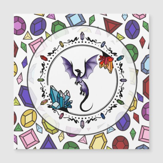 Helle Fantasy Gemstone Elegant Amethyst Dragon Magnetkarte (Vorderseite)