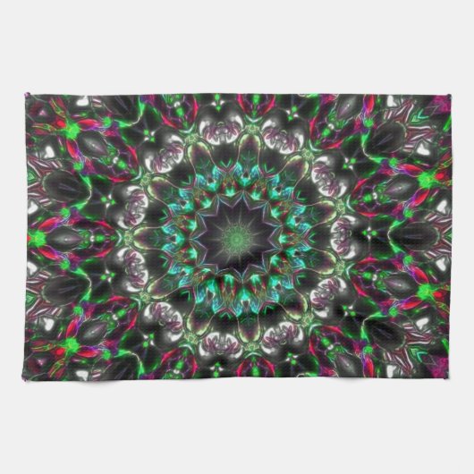 Helle Farbe im Dunkeln im Kaleidoskop im Medaillon Geschirrtuch (Horizontal)
