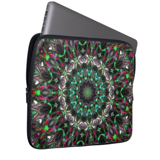 Helle Farbe im Dunkeln im Kaleidoskop im Medaillon Laptopschutzhülle (Vorne Rechts)