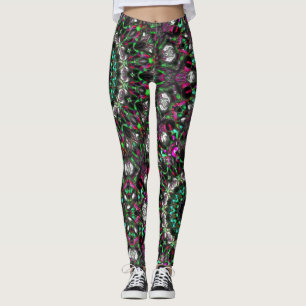 Helle Farbe im Dunkeln im Kaleidoskop im Medaillon Leggings