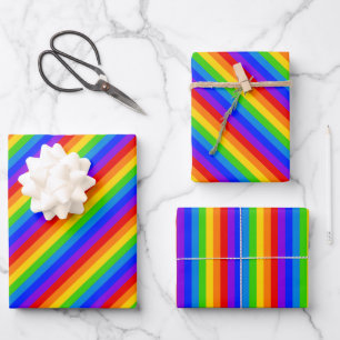 Helle Farbe Kleine Regenbogenstreifen Geschenkpapier Set