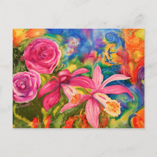 Helle Farbe Seidenblumengarten Hinweis Postkarte