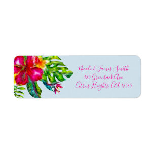 Helle Farbe Tropische Blumen Hibiskus Blätter Luau