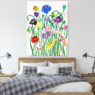 Helle Farbe Wild Poppy Wasserfarbe Blütenfarben Poster