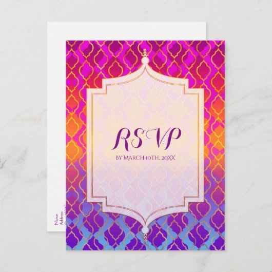 Helle Farben Arabian Marokkanischer Glam Party UAW Einladungspostkarte (Vorne/Hinten)