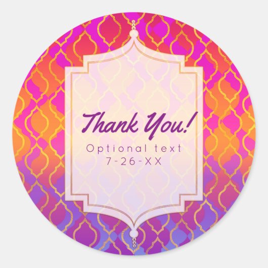 Helle Farben Arabisches marokkanisches Glam-Gastge Runder Aufkleber (Vorderseite)