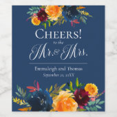 Helle Farben Blumenbeete Hochzeitsweine Weinetikett (Einzelnes Label)