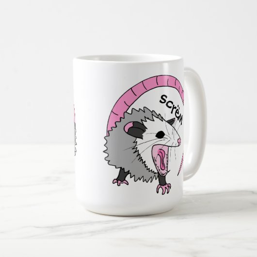Helle Farben des schreienden Opossums Kaffeetasse (VorderseiteRechts)