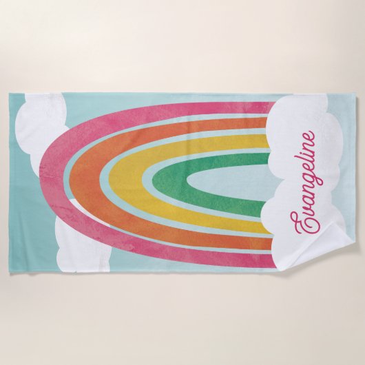 Helle Farben Fun Regenbogen Name Strand Handtuch (Vorderseite)