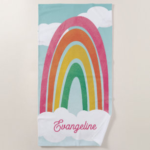 Helle Farben Fun Regenbogen Name Strand Handtuch