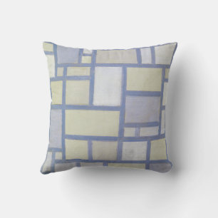 Helle Farben Graue Linien Piet Mondrian Kissen