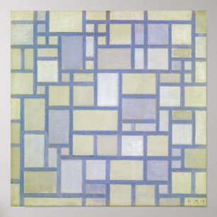 Helle Farben Graue Linien Piet Mondrian Poster