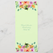 Helle Farben Grüne Blumen Frühjahr Hochzeit. Menükarte (Rückseite)