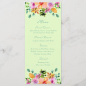Helle Farben Grüne Blumen Frühjahr Hochzeit. Menükarte (Vorderseite)