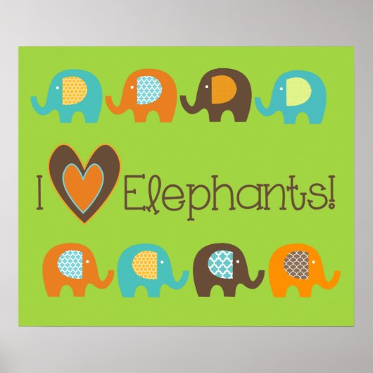 Helle Farben in der Liebe Elefanten Kinderzimmer P Poster (Vorne)