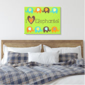 Helle Farben in der Liebe Elefanten Wrapped Canvas Leinwanddruck (Insitu (Schlafzimmer))