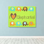 Helle Farben in der Liebe Elefanten Wrapped Canvas Leinwanddruck (Insitu (Holzboden))