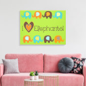 Helle Farben in der Liebe Elefanten Wrapped Canvas Leinwanddruck (Insitu (Wohnzimmer))
