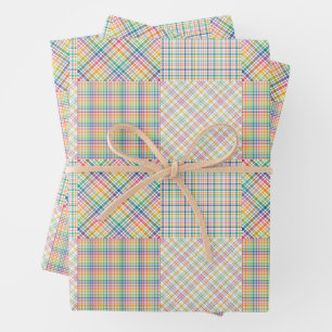 Helle Farben Kariert Madras Geschenkpapier Set