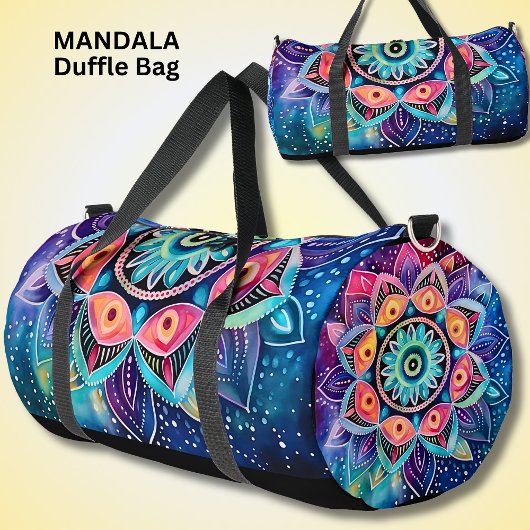 Helle Farben Mandala Blue Aqua Pink Duffle Bag