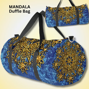 Helle Farben Mandala Gold auf Blue Duffle Bag