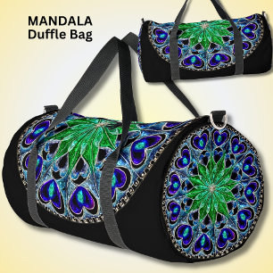 Helle Farben Mandala Green Blue Hearts Duffle Bag