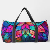 Helle Farben Mandala Pink Aqua gesteinigtes Glas Duffle Bag (Vorderseite)