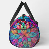 Helle Farben Mandala Pink Aqua gesteinigtes Glas Duffle Bag (Rechts)