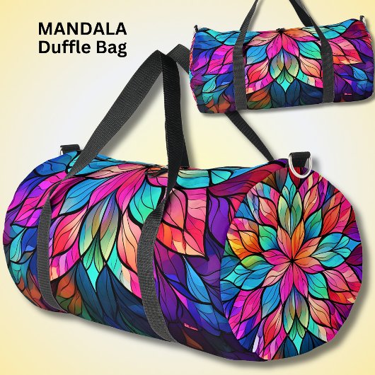 Helle Farben Mandala Pink Aqua gesteinigtes Glas Duffle Bag