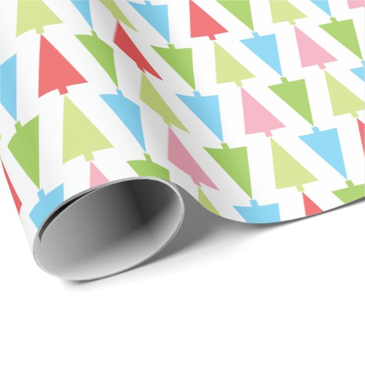 Helle Farben Moderne Weihnachtsbaummuster Geschenkpapier (Rolleneckpunkt)