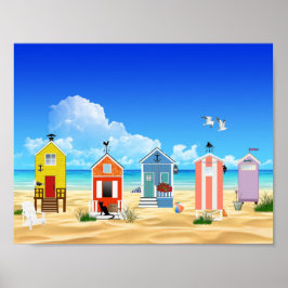 Helle Farben Ocean Beach House Sommerspass Poster