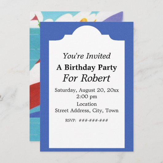 Helle Farben Pop Art Art Stilweise Segelboote zum  Einladung (Vorne/Hinten)