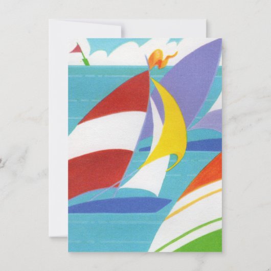 Helle Farben Pop Art Art Stilweise Segelboote zum Einladung (Rückseite)