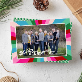 Helle Farben & Retro Schriftart Weihnachtsfeiertag Feiertagskarte