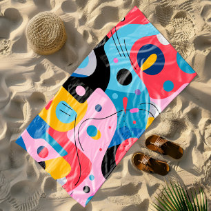 Helle Farben, skurrile Formen, moderne Geometrie Strandtuch