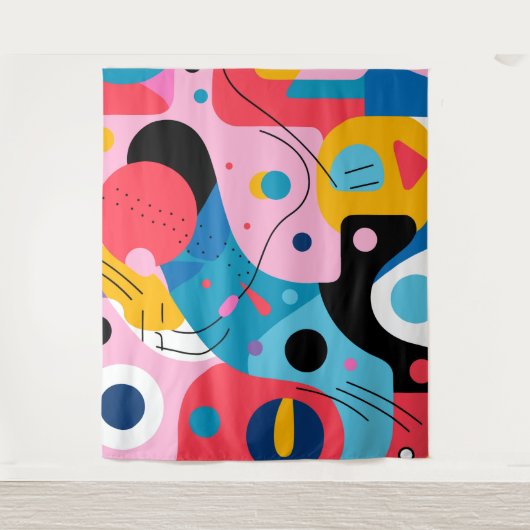 Helle Farben, skurrile Formen, moderne geometrisch Wandteppich (Vorderseite)