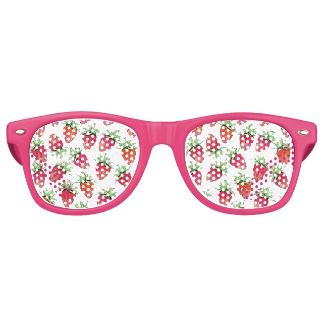 Helle Farben Wasserfarbe Fruchtige Erdbeeren Sonnenbrille (Vorderseite)